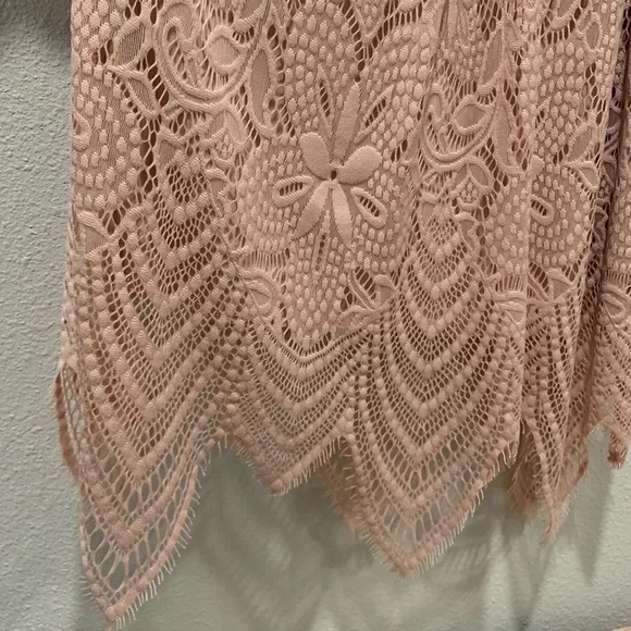 Blush Pink Lace Off the Shoulder Top Medium - Picture 3 of 5